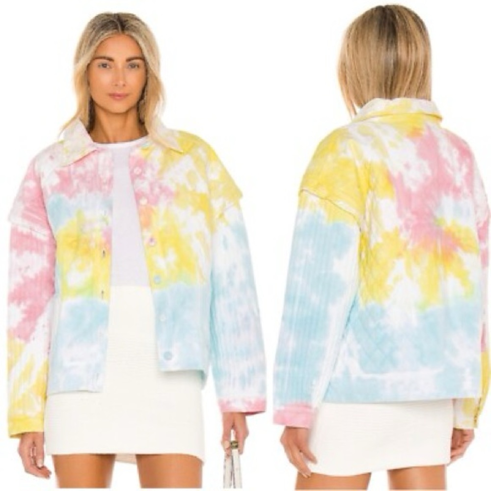 LoveShackFancy Multicolor Tie-Dye Jean Jacket